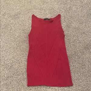 Ann Taylor Red Ribbed knit tank Tank Top sleeveless small
